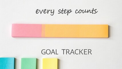 Colorful Sticky Notes and a Positive Message for Goal Tracking and Motivation in a Minimalistic Workspace Setting