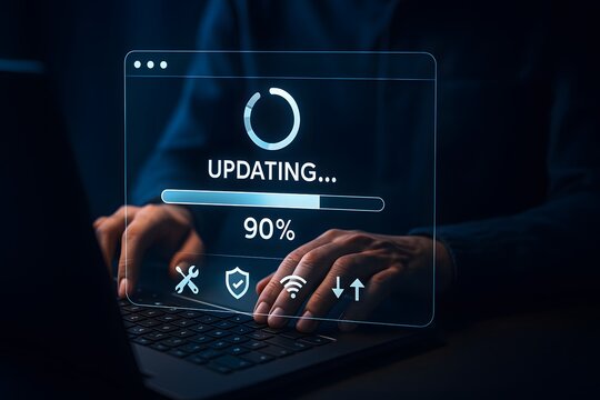 System software update progress bar showing near completion stage