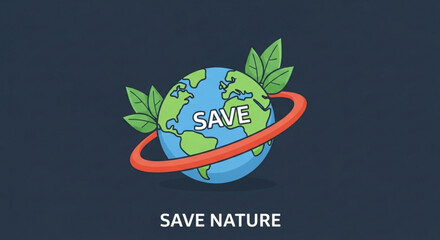 Save earth save nature globe environmental protection ecology sustainability conservation illustration design