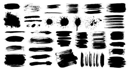 Black Ink Brush Strokes Collection for Artistic Design
