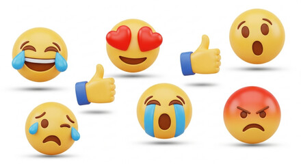 Obraz premium Emoji reactions pack vector graphics for social media marketing and user interface design elements set
