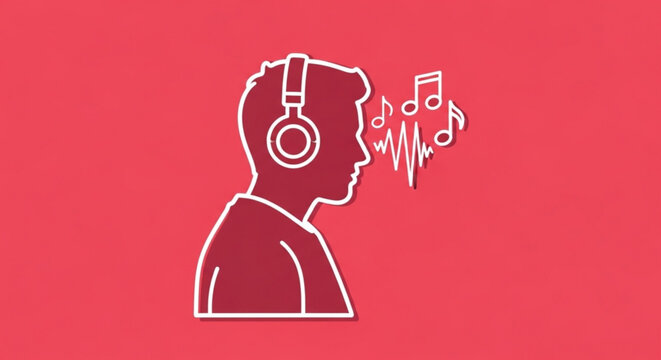 Listening to music with headphones vector art design illustration for music lovers and audio enthusiasts