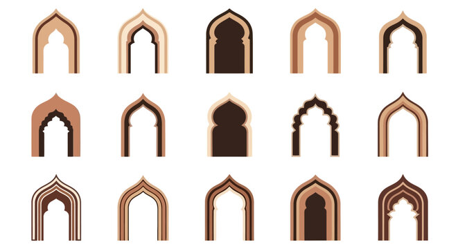Elegant Vector Set Intricate Moorish Arch Designs for Decorative and Architectural Use