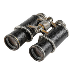 Antique binoculars with aged black leather and metal details