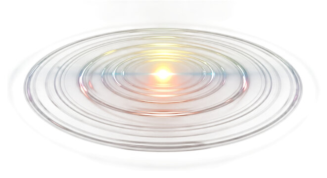 Abstract Concentric Circles with Lens Flare rings light isolated on a transparent background