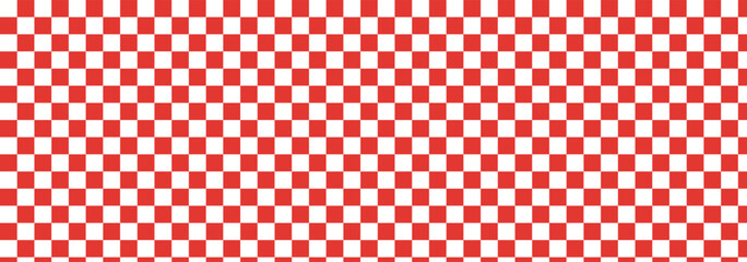 red and white chess board. Red and white checkerboard pattern background. Classic checkered race flag car finish line or start line. Flat vector illustration isolated on white .