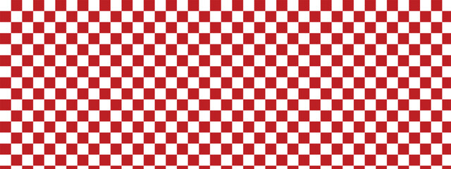 red and white chess board. Red and white checkerboard pattern background. Classic checkered race flag car finish line or start line. Flat vector illustration isolated on white .