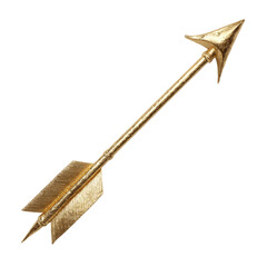 Golden arrow, feathered fletching on a dark background