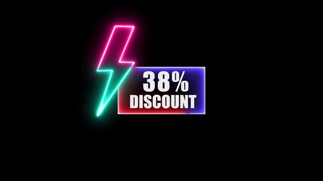 Energetic thirty-eight percent discount sale promotion with lightning animation