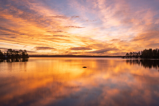 sunset over lake