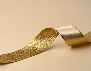 A stunning close-up of a shimmering gold ribbon showcasing its elegance and texture.