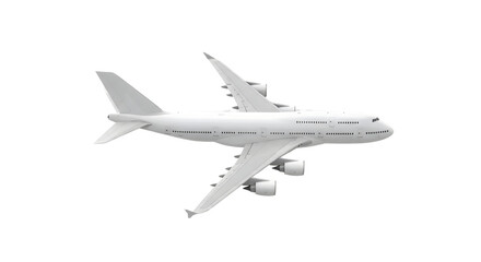 Fototapeta premium Sleek white jumbo jetliner soars through the sky, symbolizing global travel, business expansion, and freedom of movement.