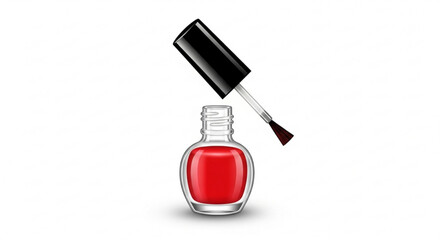 Red nail polish bottle with brush manicure beauty cosmetic fashion glamour style salon fingernails care product