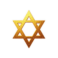 Golden Star of David Symbol on White Background.