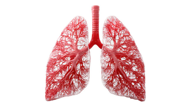 Detailed 3d anatomy of human lungs showing respiratory system bronchial network and medical biology structure concept educational illustration on white background