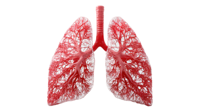 Detailed 3d anatomy of human lungs showing respiratory system bronchial network and medical biology structure concept educational illustration on white background