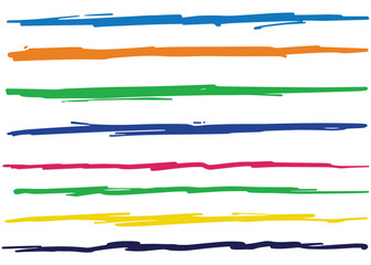 Colorful Hand Drawn Lines on Vector White Background stripes