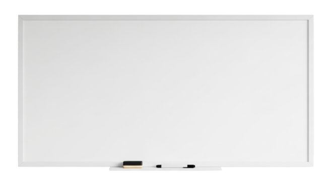 transparent dry-erase board, minimalist frame, sleek black marker & eraser in a contemporary office with soft studio light, negative space. Concept of strategic planning and new ideas