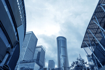 Low angle shot of skyscrapers, Shenzhen, China