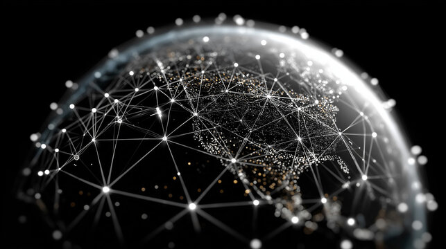 Global Connectivity: The image shows a glowing globe overlaid with a network of interconnected nodes, representing the expansive reach of worldwide technology.
