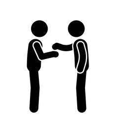 Stickman giving something with kind gesture.