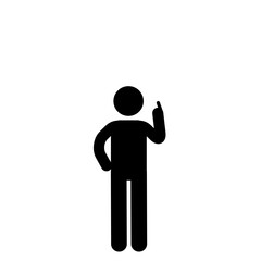 Stick figure pointing finger forward direction.