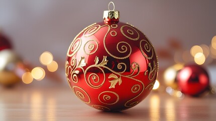 Vibrant Red and Gold Christmas Bauble – Classic Holiday Ornament with Festive Glow