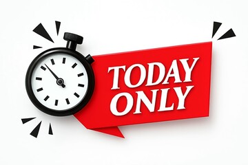 Urgent sale announcement with vintage stopwatch symbolizing limited time offer for today only
