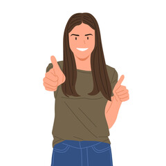 young woman showing different hand gestures and facial expressions, various emotions and signs, flat vector illustration on white background.Good for education,sticker,poster,template and more