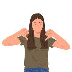 young woman showing different hand gestures and facial expressions, various emotions and signs, flat vector illustration on white background.Good for education,sticker,poster,template and more