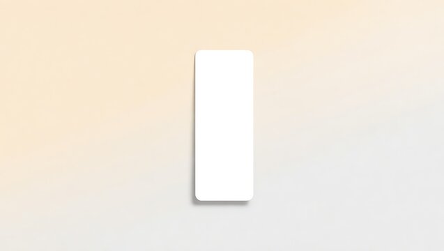 A minimalist white rectangular object with rounded corners floats vertically against a soft gradient background.