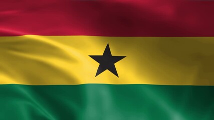 seamless ghana flag animation, national day or politics or sport event - 3D rendering - slow motion