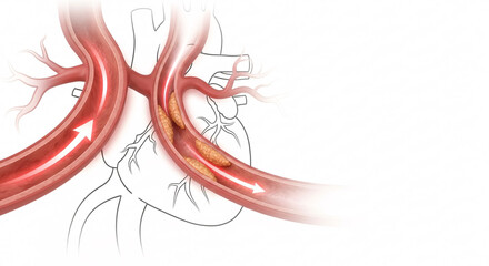 Reduced Blood Flow — Narrowed Coronary Arteries Concept