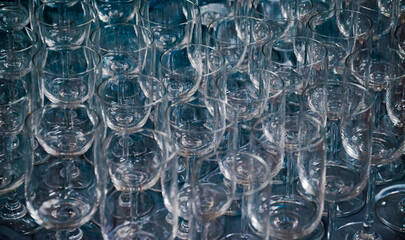 Abstract background of glass of water, close up focus of empty glass background