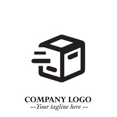 Box Moving Fast Symbol in Black on the White Background with Dynamic Delivery Design