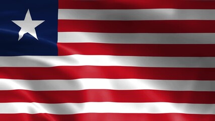seamless liberia flag animation, national day or politics or sport event - 3D rendering - slow motion