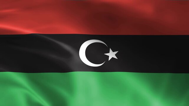 seamless libya flag animation, national day or politics or sport event - 3D rendering - slow motion