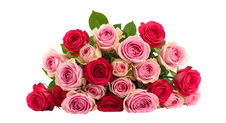 Fototapeta premium A beautiful bouquet of pink and red roses isolated on transparent background, showcasing their delicate petals and vibrant colors, perfect for expressing love and appreciation