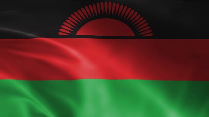 seamless malawi flag animation, national day or politics or sport event - 3D rendering - slow motion