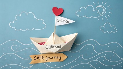 Origami boat navigating challenges towards a safe journey