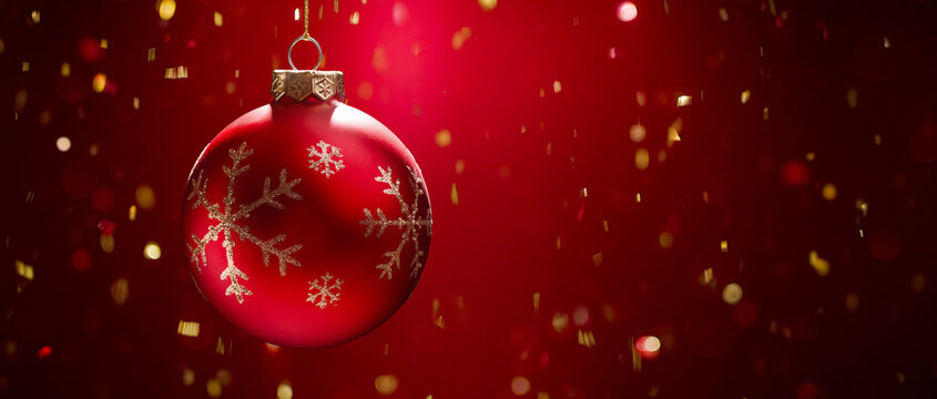 Decorative Christmas ball on festive background.