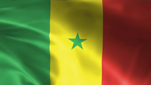 seamless senegal flag animation, national day or politics or sport event - 3D rendering - slow motion