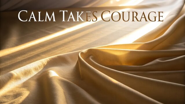 Soft Golden Fabric with Gentle Drapery and Inspirational Text in Warm Light for Motivation and Serenity