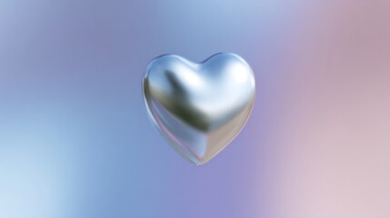 Floating metallic heart shimmers in ethereal twilight, embodying mystical Valentine sentiments and elusive stardust whispers of Mooncake Festival dreams