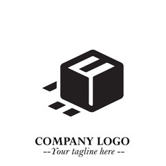 Box Moving Fast Symbol in Black on the White Background with Dynamic Delivery Design