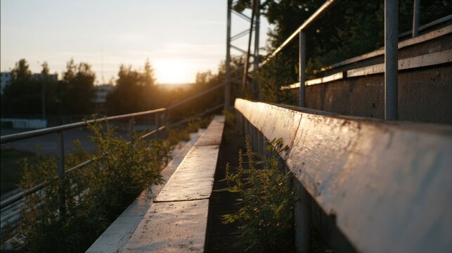 Sunlight kisses rusty bleachers, whispering tales of forgotten moments, evoking Harvest Moon Festival and Day of Silence nostalgia