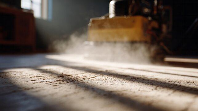Dust dances in sunbeams over rustic floorboards, echoing a workshop's whispered tales, perfect for National Woodworking Month - Powered by Adobe