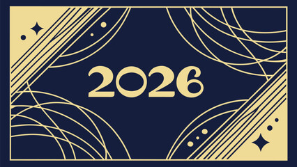 Art deco style 2026 new year elegant frame design background