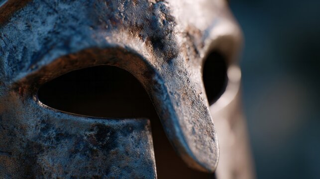 Ancient warrior's weathered helmet, whispering of bygone battles, evokes uncommon courage amidst Lunar New Year and Solstice mystique