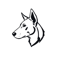 Side Profile Dog Head, Solid Black Silhouette